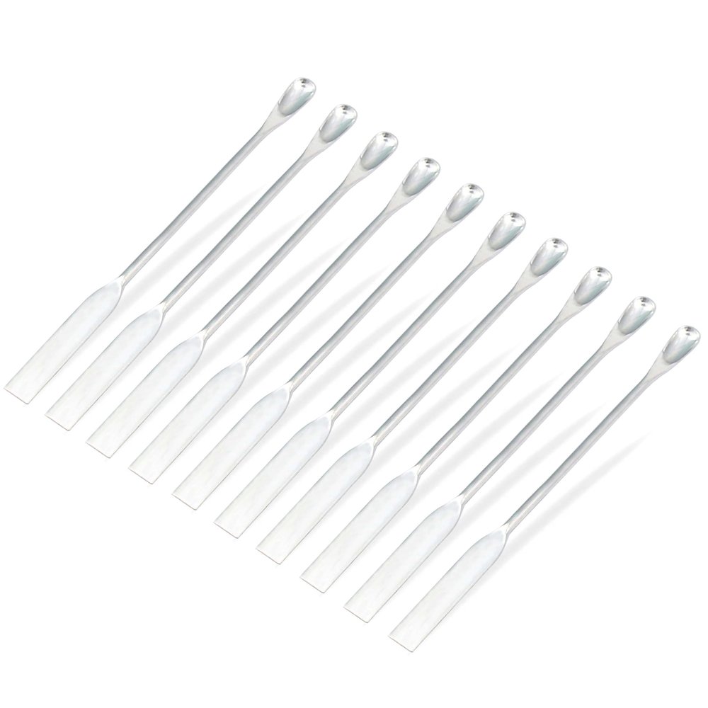 AAProTools 10PK Spatula Spoons, 7" - Stainless Steel, Polished - One 0.3" Flat End, One 0.5" Scoop End