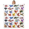Aircraft Sherpa 3D Print Airplane Blanket Throw for Kids & Teens, Fighter Flight Helicopter Fleece Blanket, Cartoon Aviation Theme Fuzzy Ultra Soft Twin 60"x80" White