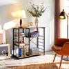 Yaheetech Kitchen Island, 3-Tier Industrial Microwave Stand Cart Shelf, Freestanding Utility Storage Rack for Spice Rack Organizer w/6 S-Shaped Hooks, Easy Assembly, Rustic Brown view 3