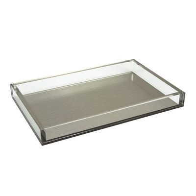 Tizo Design Elegant Lucite Tray, 12" x 8" Acrylic, Multiple Colors Available (Silver)