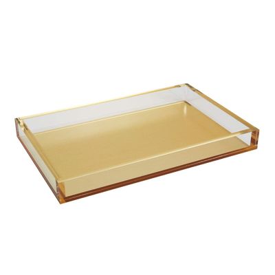 Tizo Design Elegant Lucite Tray, 12" x 8" Acrylic, Multiple Colors Available (Gold)