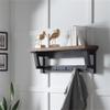 Adam 42 in. Wood Coat Hook with Shelf - Rustic Industrial Entryway Storage Rack, Natural Finish, Includes Five Black Steel Double Hooks, Easy Wall Mount with French Cleat, Pairs with Matching Bench view 2