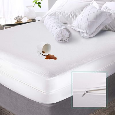 Nestl Premium Zippered Mattress Encasement - Water Proof Full Mattress Protector - Cotton Terry Top Fits 15 Inches Deep - Full