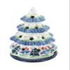 Blue Rose Polish Pottery - Blue Winter Bells Small Christmas Tree Luminary - 6" Tall - Hand-Painted Polish Pottery Holiday Candle Holder, Unique Christmas Gift & Festive Dcor view 1