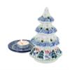 Blue Rose Polish Pottery - Blue Winter Bells Small Christmas Tree Luminary - 6" Tall - Hand-Painted Polish Pottery Holiday Candle Holder, Unique Christmas Gift & Festive Dcor view 2