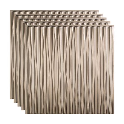 FASDE Dunes Vertical Decorative Vinyl 2ft x 2ft Glue Up Ceiling Panel in Brushed Nickel (5 Pack)