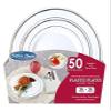 Round White Plastic Plates with Silver Trim Combo - 7" and 10" | Caterer Collection | Pack of 50 view 1