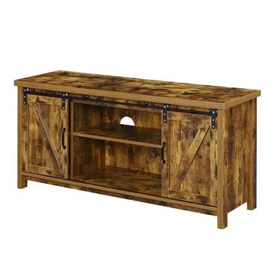 Convenience Concepts Blake Barn Door TV Stand with Shelves and Sliding Cabinets for TVs up to 60 Inches, Barnwood