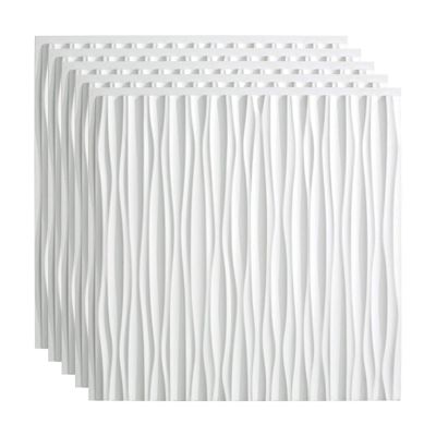 FASDE Dunes Vertical Decorative Vinyl 2ft x 2ft Glue Up Ceiling Panel in Gloss White (5 Pack)