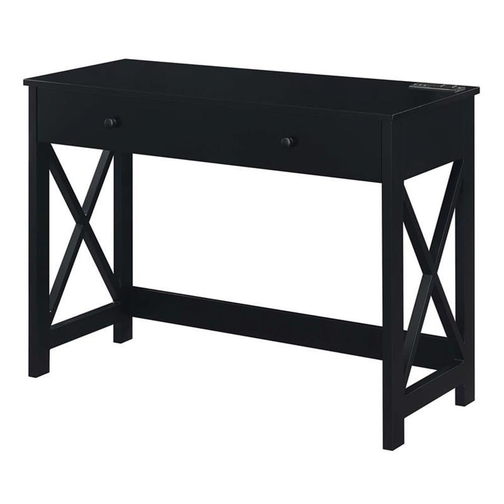 Convenience Concepts Oxford Desk with Charging Station, 42", Black