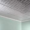 FASDE Dunes Vertical Decorative Vinyl 2ft x 2ft Glue Up Ceiling Panel in Brushed Aluminum (5 Pack) view 2