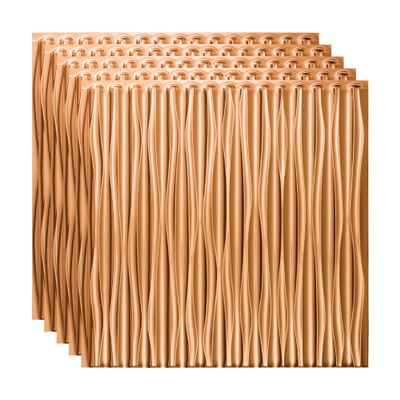 FASDE Dunes Vertical Decorative Vinyl 2ft x 2ft Glue Up Ceiling Panel in Polished Copper (5 Pack)