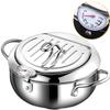 Japanese-Style Tempura Deep Fryer Pot with Thermometer, Lid and Oil Drip Drainer Rack. Non-Stick Stainless Steel for Home Cooking. 18/8 Stainless Steel 24CM (9.5), 3.4L capacity. view 1