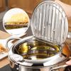 Japanese-Style Tempura Deep Fryer Pot with Thermometer, Lid and Oil Drip Drainer Rack. Non-Stick Stainless Steel for Home Cooking. 18/8 Stainless Steel 24CM (9.5), 3.4L capacity. view 2