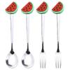 Hemoton Sturdy Stainless Silverware Set 4pcs Fruit Shape Fork Spoon Ideal for Kitchen Dining view 1