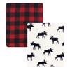 Hudson Baby Unisex Baby Silky Plush and Coral Fleece Blanket, Buffalo Plaid Moose, 30x36 inches view 1
