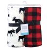 Hudson Baby Unisex Baby Silky Plush and Coral Fleece Blanket, Buffalo Plaid Moose, 30x36 inches view 2