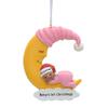 Baby's 1st Christmas Personalized Ornament - African American Baby Girl Sleeping on Moon - Young Child Christmas Ornament - Keepsake Gifts for Newborn Infant Toddler First Xmas - Free Customization view 1