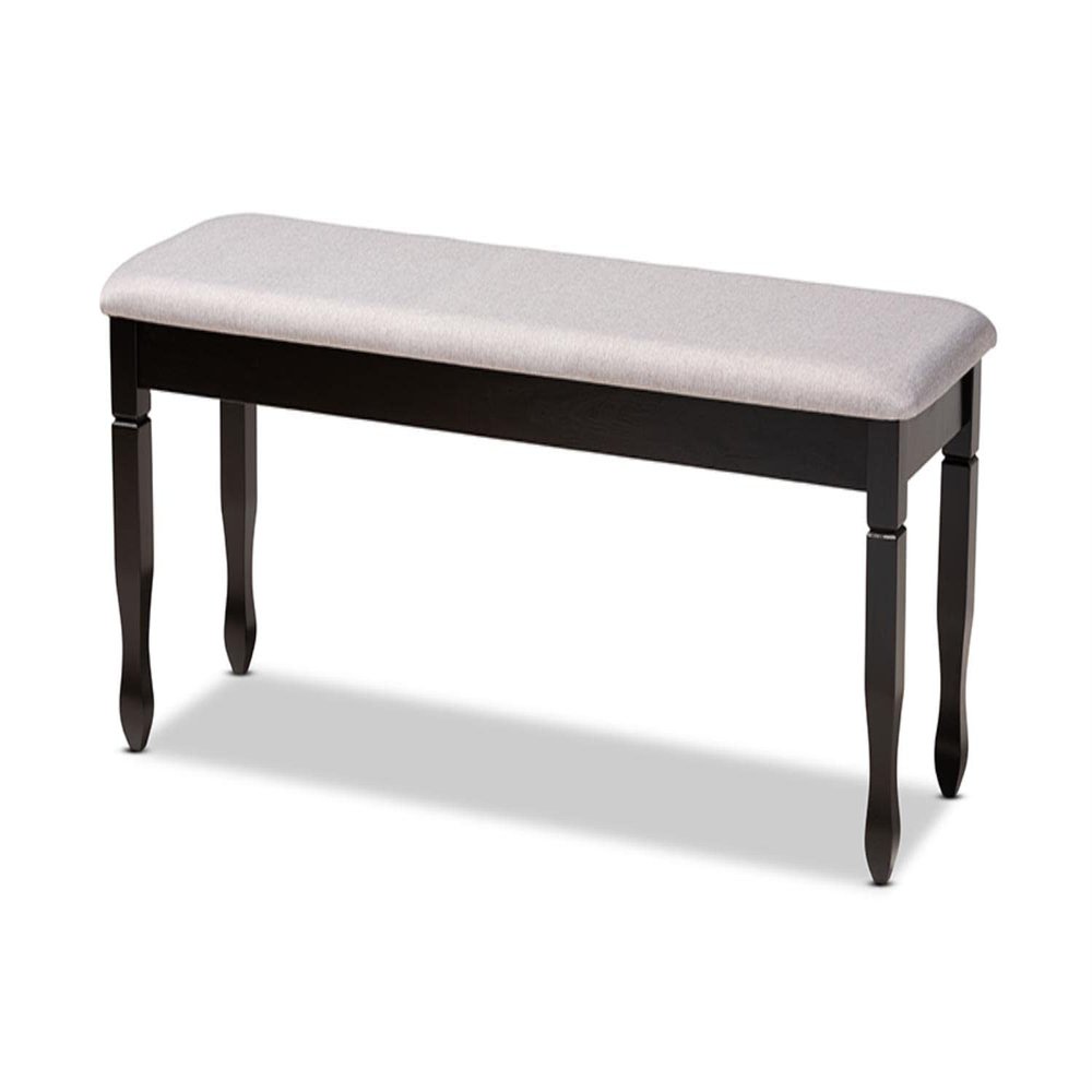 Baxton Studio Grey Upholstered and Brown Finished Wood Dining Bench