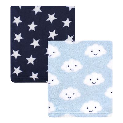 Hudson Baby Unisex Baby Silky Plush and Coral Fleece Blanket, Cloud, 30x36 inches