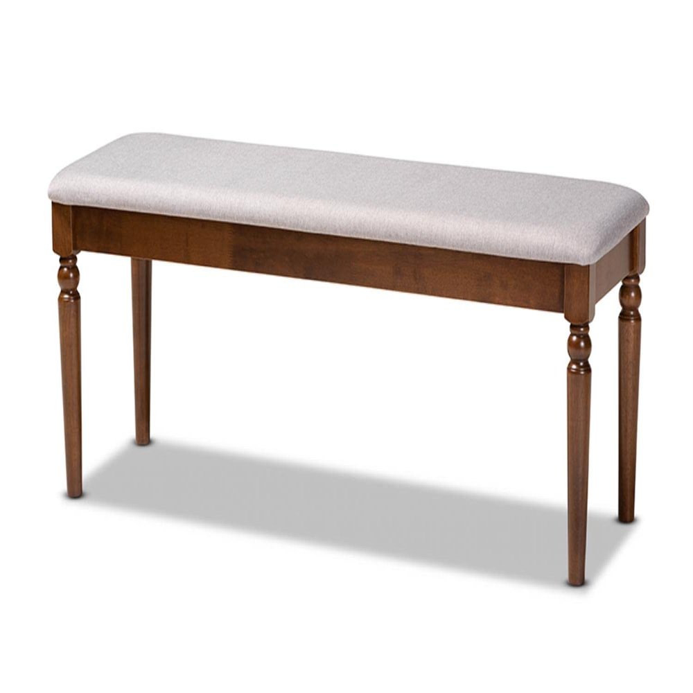 Baxton Studio Grey Upholstered and Walnut Brown Finished Wood Dining Bench