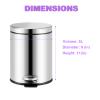 5L Fingerprint Proof Bathroom Trash Can, Brushed Stainless Steel 1.3-Gallon Round Step Garbage Can view 4