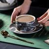 FSFF Set of 19 Piece Creative Porcelain Marble Coffee Tea Set,with 6 Cup 6 Saucer 6 Spoon and 1 Metal Shelf,for Wedding Decoration Household Gift view 3