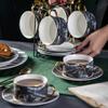 FSFF Set of 19 Piece Creative Porcelain Marble Coffee Tea Set,with 6 Cup 6 Saucer 6 Spoon and 1 Metal Shelf,for Wedding Decoration Household Gift view 4