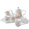 8-Piece Creative European Porcelain Tea Set,1Tea-Pot 6Tea-Cup 1Tea-Tray,Hand-Painted Flower and Bird Designs for Wedding Decoration Household(White) view 1