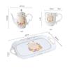 8-Piece Creative European Porcelain Tea Set,1Tea-Pot 6Tea-Cup 1Tea-Tray,Hand-Painted Flower and Bird Designs for Wedding Decoration Household(White) view 2