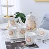 8-Piece Creative European Porcelain Tea Set,1Tea-Pot 6Tea-Cup 1Tea-Tray,Hand-Painted Flower and Bird Designs for Wedding Decoration Household(White) view 3
