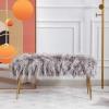 Wahson Faux Fur Ottoman Bench with Gold Legs Bed End Stool Window Seat,Footstool for Bedroom/Living Room/Hallway (Grey, Length-90 CM) view 1