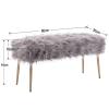 Wahson Faux Fur Ottoman Bench with Gold Legs Bed End Stool Window Seat,Footstool for Bedroom/Living Room/Hallway (Grey, Length-90 CM) view 2