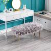 Wahson Faux Fur Ottoman Bench with Gold Legs Bed End Stool Window Seat,Footstool for Bedroom/Living Room/Hallway (Grey, Length-90 CM) view 3