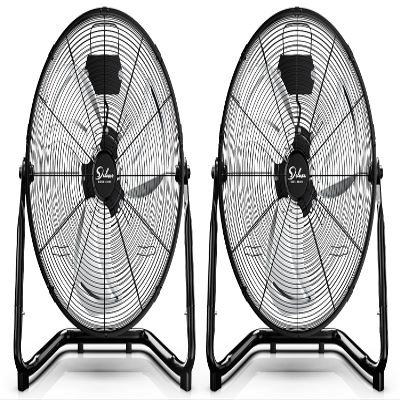 Simple Deluxe 20 Inch 3-Speed High Velocity Heavy Duty Metal Industrial Floor Fan for Warehouse, Workshop, Factory and Basement, Black, 2 Pack