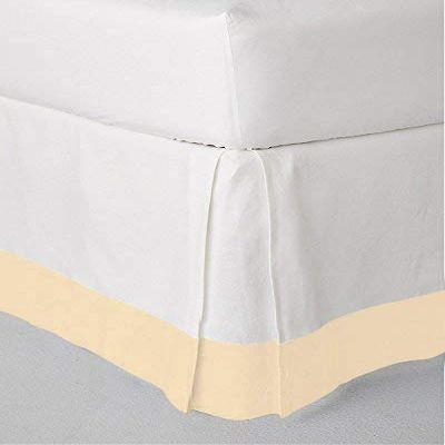 High Kotton Two Tone 100% Egyptian Cotton (White/Ivory - Olympic Queen) Bed Skirt 12" Drop Length Long Staple Durable Comfortable
