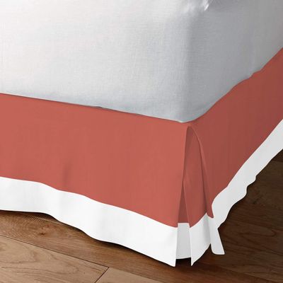 High Kotton Two Tone 100% Egyptian Cotton (Brick Red/White - Queen) Bed Skirt 12" Drop Length Long Staple Durable Comfortable
