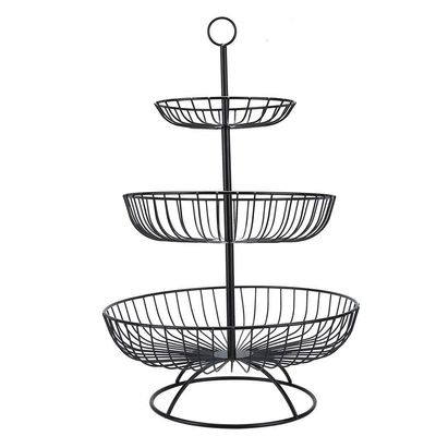 Haofy 3-Tier Metal Fruit Dish Plate Modern Style Vegetable Stand Server Storage Basket Tray Tableware for Household Living Room Decoration (Black)