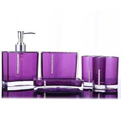 5 Piece Bathroom Accessories Set with Toothbrush Holder, Soap Dish, Emulsion Bottle, 2 Gargle Cups, PP Material