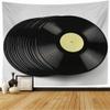 Staropho Tapestry Album Plastic Vinyl Old Discs White Acoustic Analogue Audio Label Black Blank Circles Record Round Wall Tapestry Beach Tapestry for Bedroom Dorm 60x60 Inch view 1