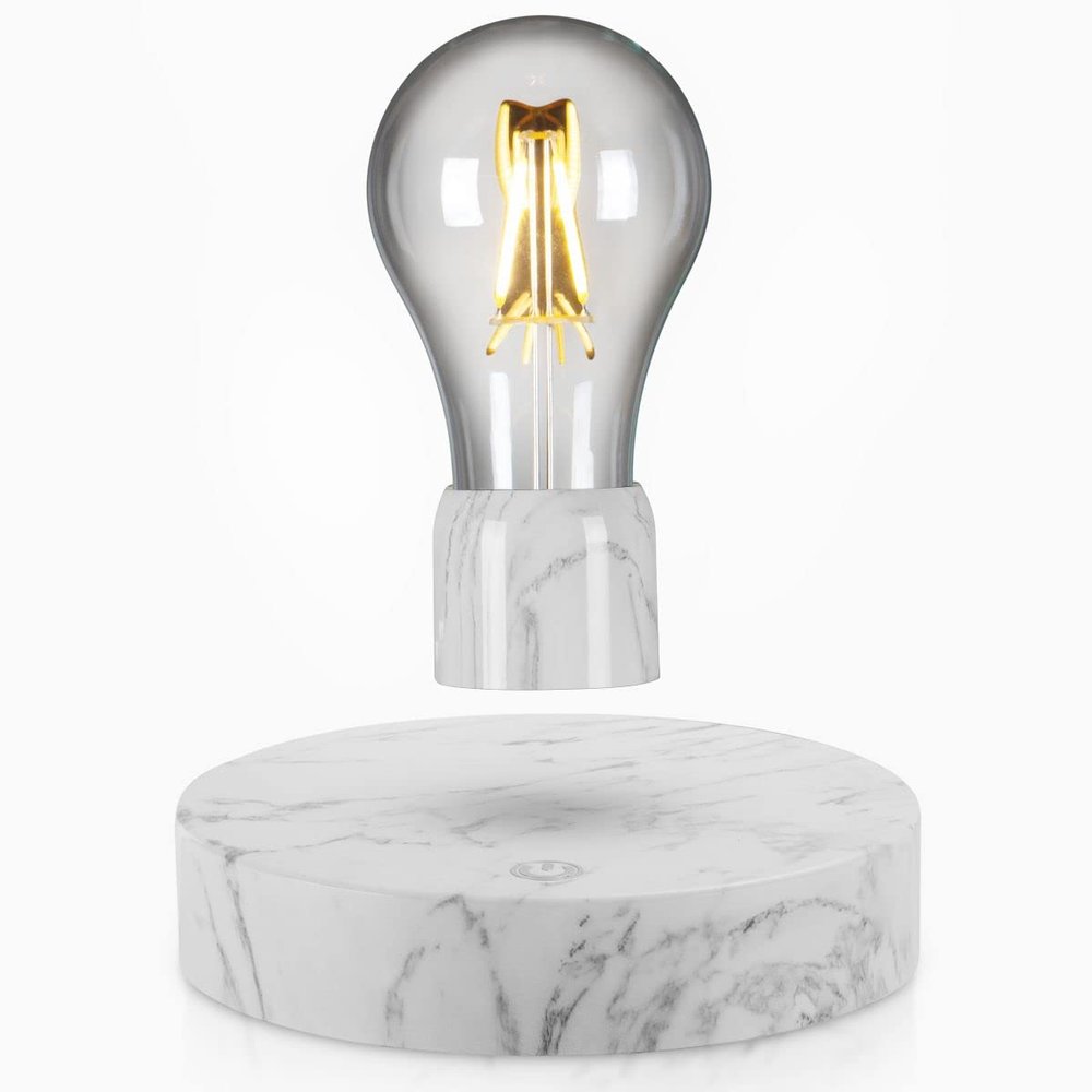 VGAzer Magnetic Levitating Light Bulb Wireless Floating Light Bulb, Levitation LED Light Desk Lamp,360 Degree Automatic Rotating Night Light, Cool Room Home Office Decor Light, Unique Modern Gifts