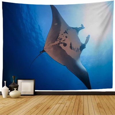 Staropho Tapestry Reef Tropical Majestic Oceanic Manta Ray Swimming Rays Undersea Clear Animals Life Mexico Wildlife Wall Tapestry Beach Tapestry for Bedroom Dorm 60x60 Inch