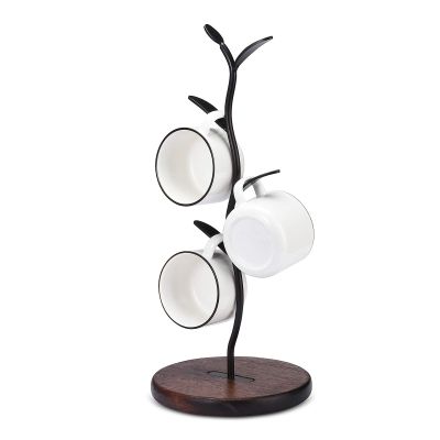 ALLCENER Mug Holder, Countertop Mug Tree, Coffee Mugs & Tea Cup Storage Rack, Coffee Counter Bar Accessory & Kitchen Organizer, Black (single row)