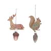 Creative Co-op Woodland Deer & Squirrel Wood & Glass Ornaments Set of 2 Country Christmas view 1