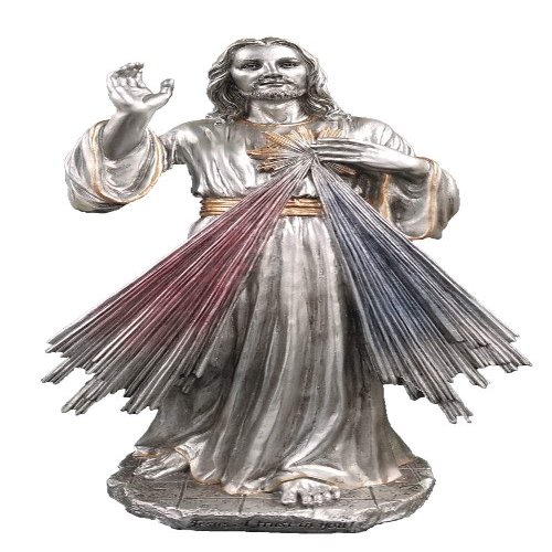 CatholicStore 12" Divine Mercy Statue in Pewter Finished Veronese Resin