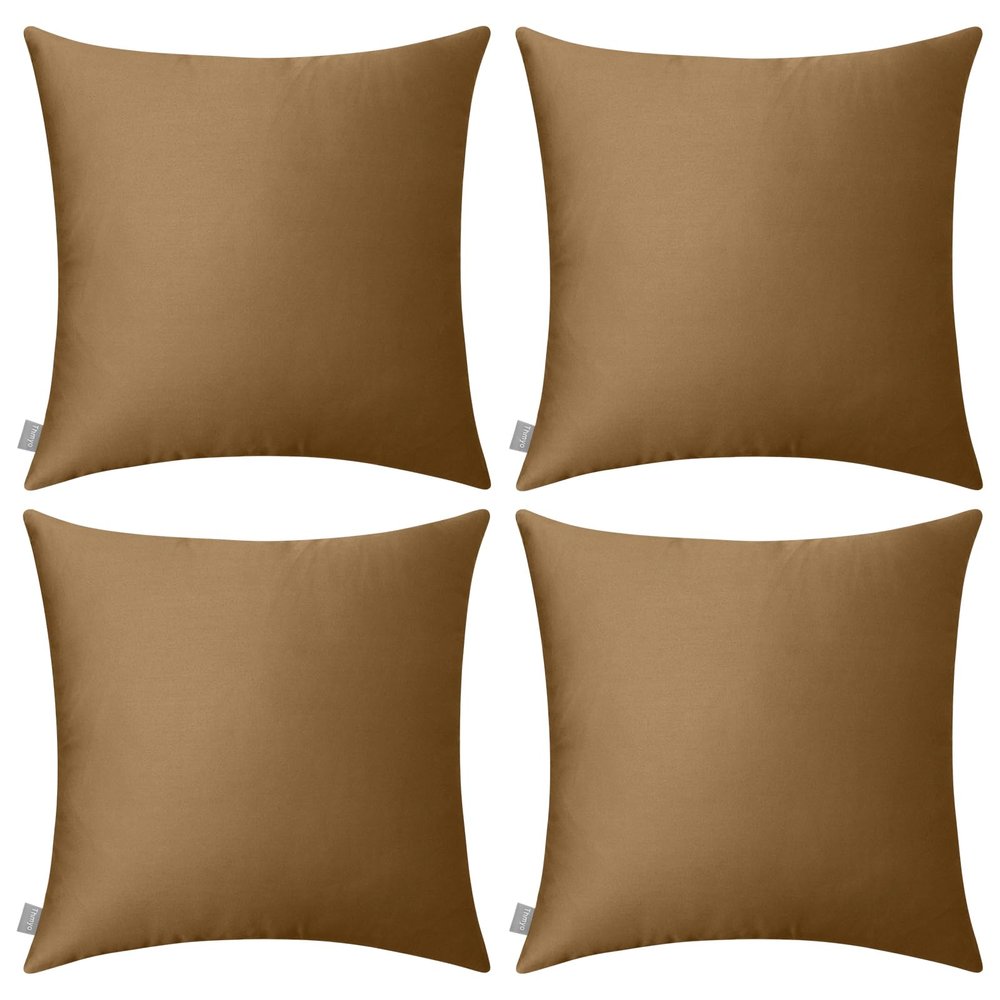 4-Pack 100% Cotton Comfortable Solid Decorative Throw Pillow Case,Thmyo Square Cushion Cover Pillowcase Sublimation Blank Pillow Covers DIY Throw Pillowcase for Couch(22x22 inch/ 55x55cm,Light Coffee)
