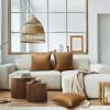 4-Pack 100% Cotton Comfortable Solid Decorative Throw Pillow Case,Thmyo Square Cushion Cover Pillowcase Sublimation Blank Pillow Covers DIY Throw Pillowcase for Couch(22x22 inch/ 55x55cm,Light Coffee) view 4