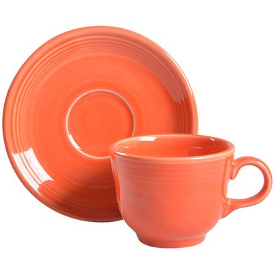 Homer Laughlin Fiesta Poppy Flat Cup & Saucer Set