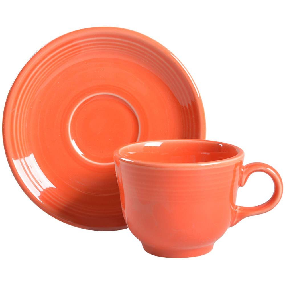 Homer Laughlin Fiesta Poppy Flat Cup & Saucer Set
