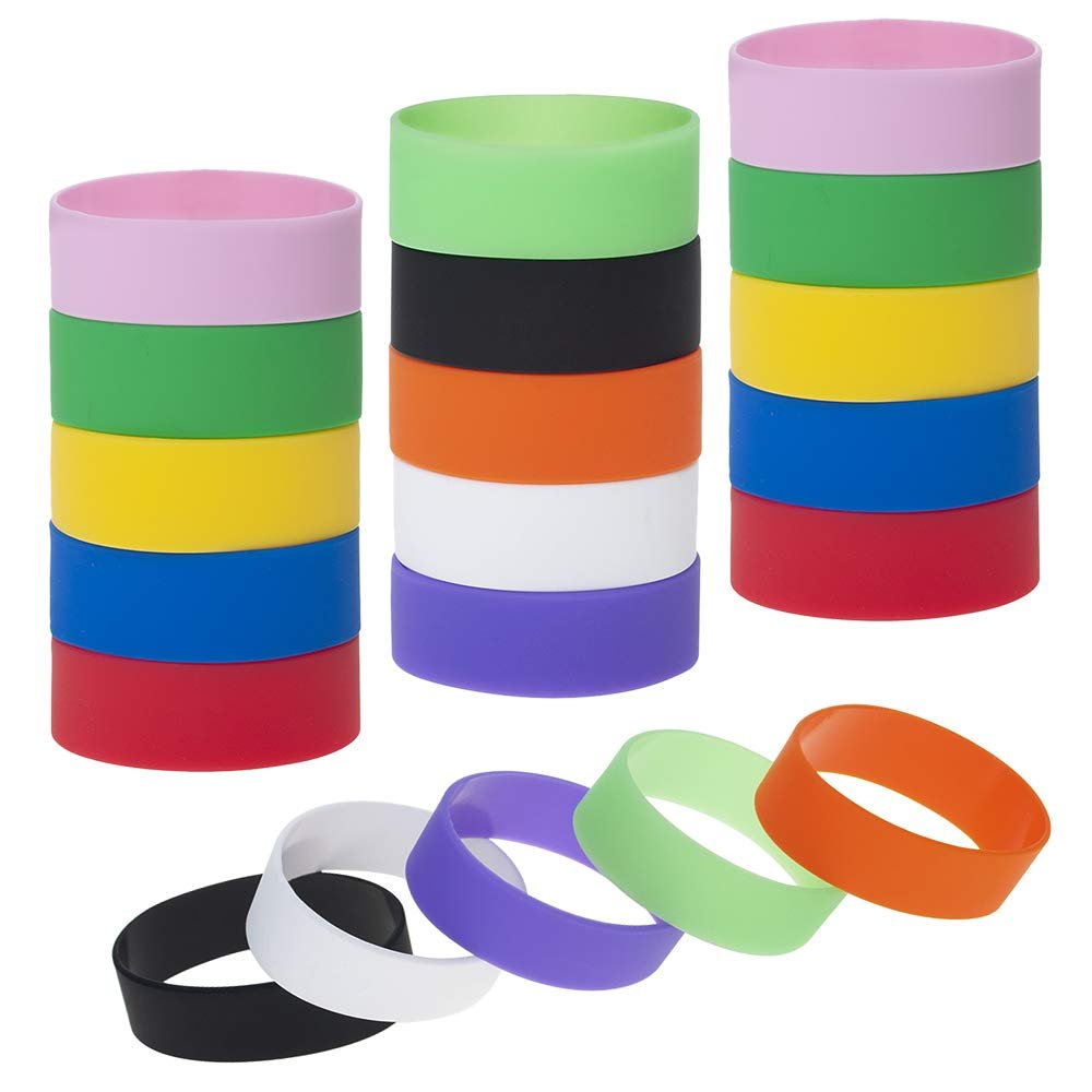 Muka 20 PCS Rubber Bracelets 1 Inch Wide Silicone Wristbands for Adults